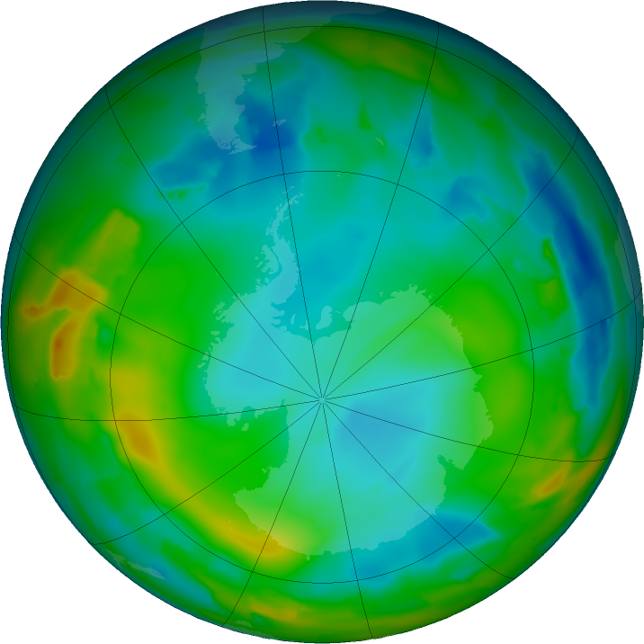 Antarctic ozone map for 04 July 2011